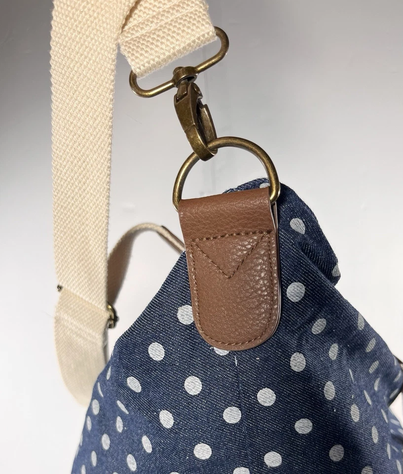 Bolso de Mano/Bolso de Viaje Mossimo Grande a Lunares Denim Azul Oscuro Lunares Blancos Foto 4 de 4