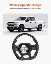 Steering Wheel for 2021-2024 Ford F150, Carbon Fiber Steering Wheel D-Shaped Fla