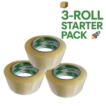 Clear Packing Tape 3 Rolls Starter Pack - Shipping Home Office Use 2.0 Mil