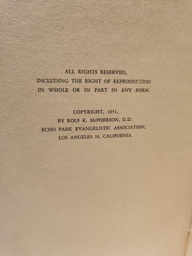 Aimee Semple McPherson The Story of My Life In Mermoriam 1951 1st Printing HCDJ - Foto 7 di 11