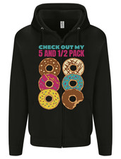 Funny Donut Check Out My 5 1/2 Pack Food Gym Mens Zip Up Hoodie