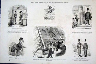 Original alter antiker Druck von John Leech Life & Character Mr Punch 1878 19th