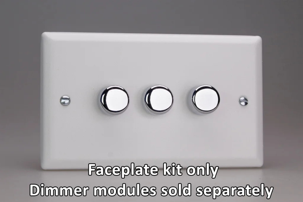 Dimmer White Matrix Faceplate Kit Urban Chalk 3-Gang Varilight WYD3.CW