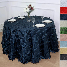 120-Inch TAFFETA ROUND TABLECLOTH Leaf Petals Design Wedding Decorations