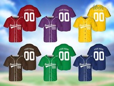 Custom Name and Number Baseball Jersey - Adults Kids and Youth
