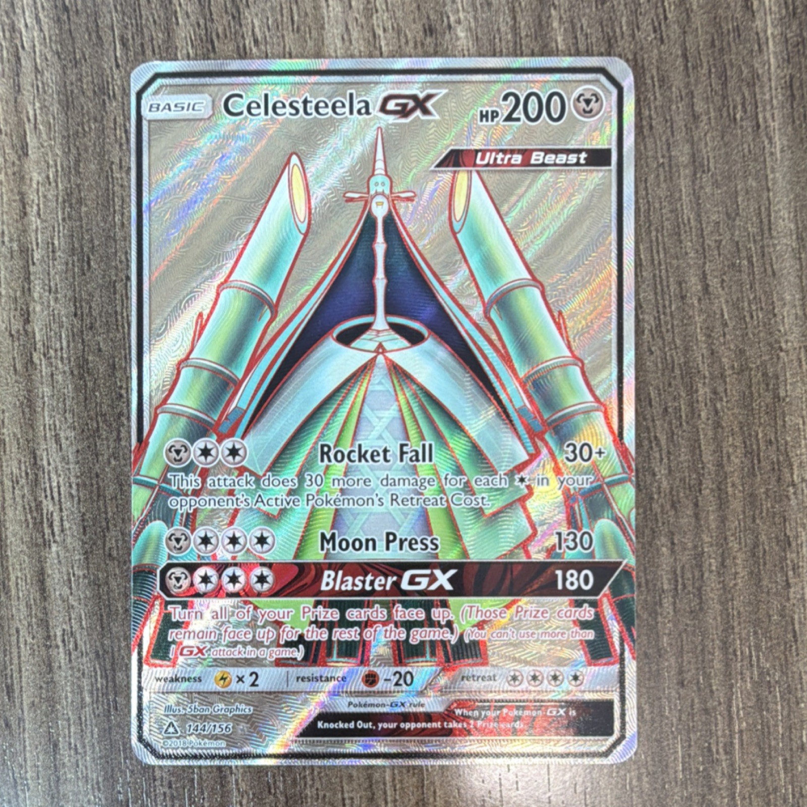 Pokémon Celesteela GX Ultra Beast Full Art Ultra Rare Holo 144/156 200 HP
