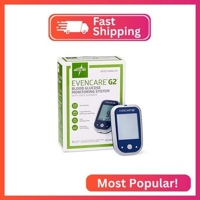 Medline EvenCare G2 Blood Glucose Monitoring Meter, Self-Testing Diabetic Care,