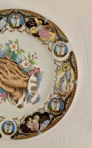 Vintage Religious Catholic Christian Plate Praying Hands Prayer 10.25" Diameter - Picture 6 of 24