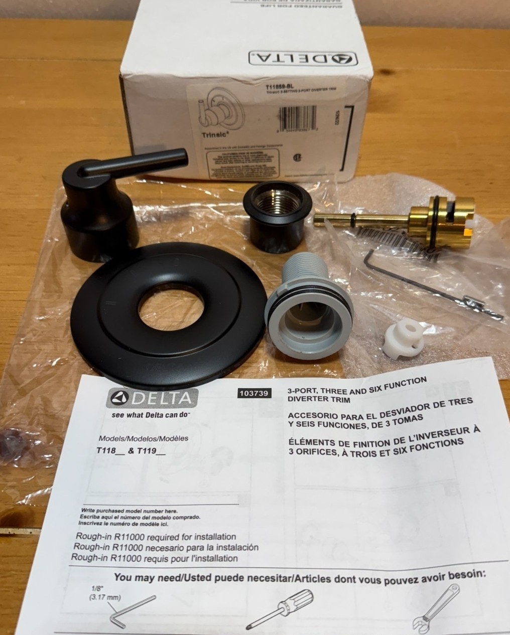 Delta Trinsic T11859-BL Trim Set w/Valve Matte Black 3 Setti