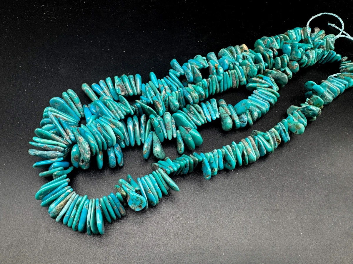 Natural Blue Green Hubei Untreated Turquoise Flat Teardrop Gemstone Beads PG370