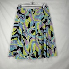 Vintage Rafaella Abstract Swirl Print Midi Skirt Y2K Psychedelic Pleated 12