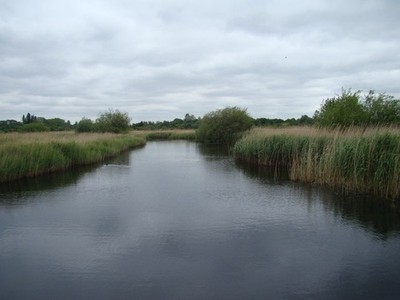 Photo A3 View of the river flowing through the London Wetland Centre Bar c2013