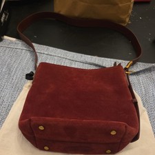 NWT QUINCE ITALIAN SUEDE LEATHER BUCKET BAG CROSSBODY RED  HANDBAG MSRP $120