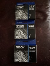 Lot Of 3 Epson 252 Standard Capacity Black Ink Cartridges Expired 2022, 2024