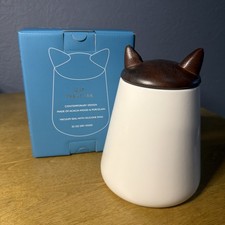 Nambe Petcollection Kitty Ears Treat Jar | 5.5 X 7” Inches Porcelain/acacia Wood