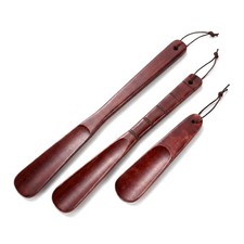 Wooden Shoe Horn Long Handle for Seniors, 3-Piece Extra Long Wood Shoehorn