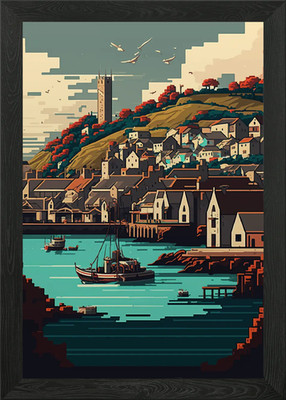Cornwall Pixel Kunst Gerahmtes Wandbild Poster Leinwanddruck Bild