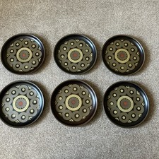 Denby Pottery Arabesque 10" Dinner Plates X6 Hand Painted Original Vintage VGC