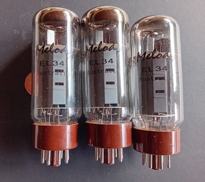 3 x Melody EL34  (Mullard Valvo) O getter   tested - good