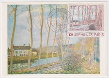 France Carte maximum 1974 Y&T 1812 Obli Paris A. Sisley (scan dos)