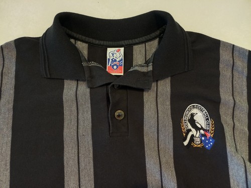 Vintage 90s AFL Collingwood Magpies Polo Shirt Mens Size L Vivid Footy Pies... - Bild 2 von 6