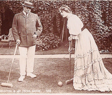 GB Sport CROQUET Real Photo Postcard LILY BRAYTON & OSAR ASCHE Actors VP60