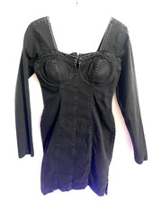 Thrill Jeans Denim Black Dress Size Medium long sleeves mini dress