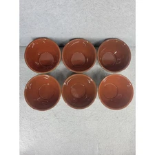 Set of 6 Hand Painted Ceramic  5" Bowls Green Trim Floral Grapes Design