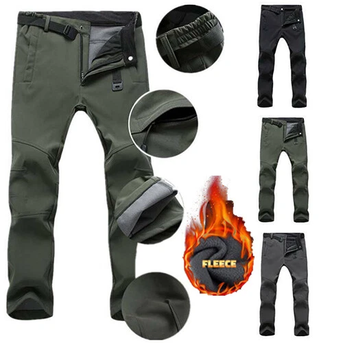 Winter Men Casual Waterproof Thick Fleece Pants Hiking Camping Skiing Trousers - Foto 10
