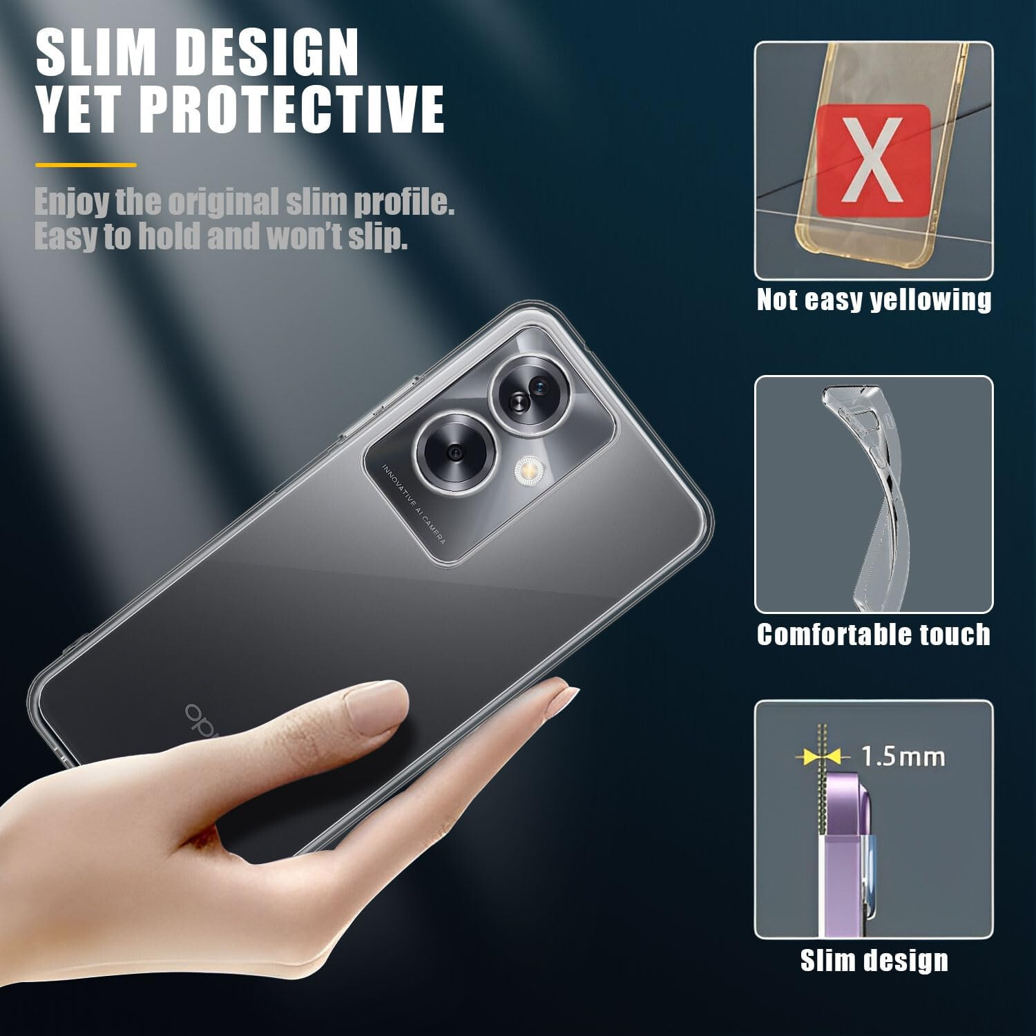 DOINK Cover Armor per Oppo A94 5G, Custodia TPU+PC Antiurto con Anello