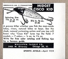 1954 Print Ad Midget Cisco Kid Fishing Lures Wallsten Tackle Chicago,IL