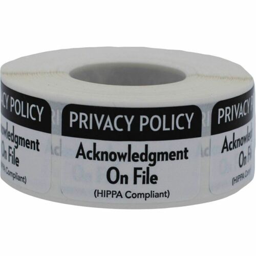 Privacy Policy (HIPPA Compliant) Labels | 1″ x 1.5″ Rectangle - 500 Pack - Afbeelding 1 van 2