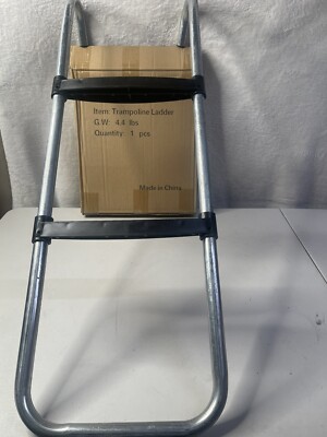Trampoline Ladder Two 2 Steps Horizontal Wide Steps Universal Hook Treated Steel