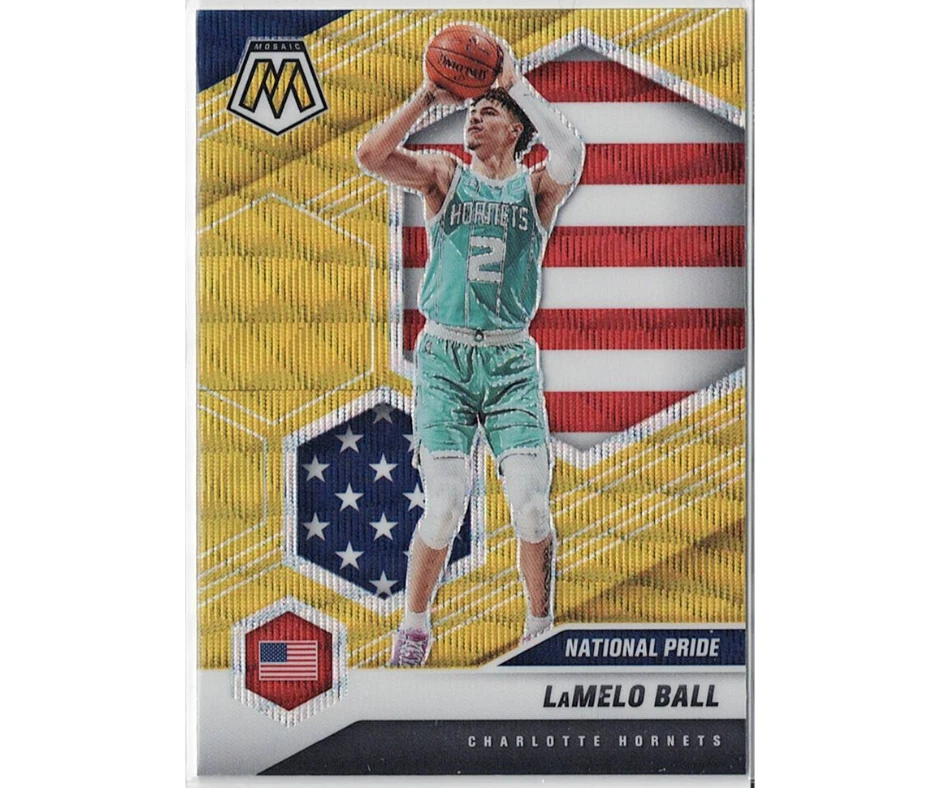 2020-21 Panini Mosaic Gold Wave National Pride - Lamelo Ball / Charlotte Hornets