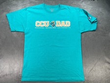 Green Teal Coastal Carolina University Shirt Large College DAD Champion logo