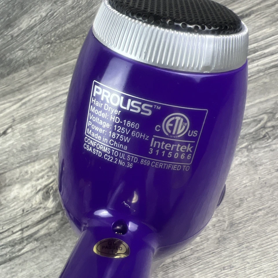 Secador de pelo profesional PROLISS púrpura HD-1860 2 velocidades 3 ajustes de calor Foto 4 de 4