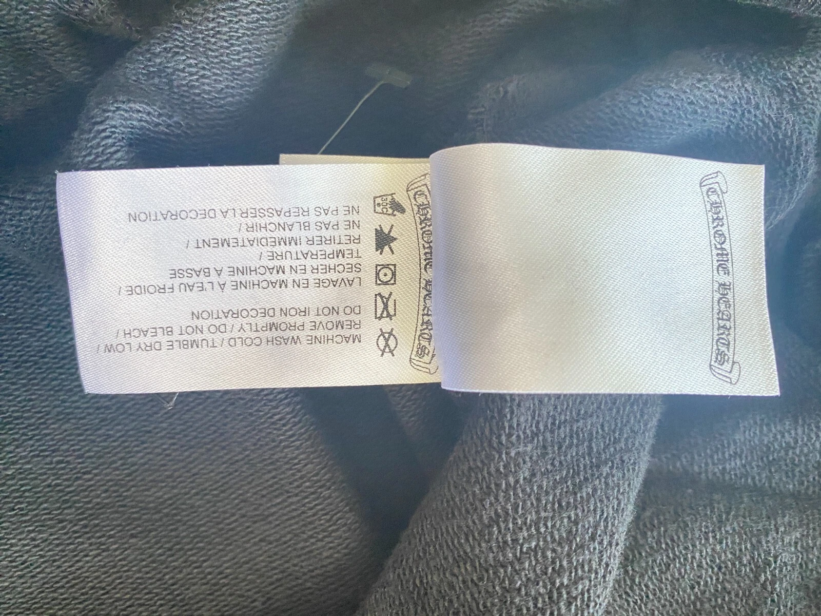 CHROME HEARTS Felpa con cappuccio nera Cromati Cuori Cimitero Croce Tutto Over Stampa taglia L NUOVA ✅