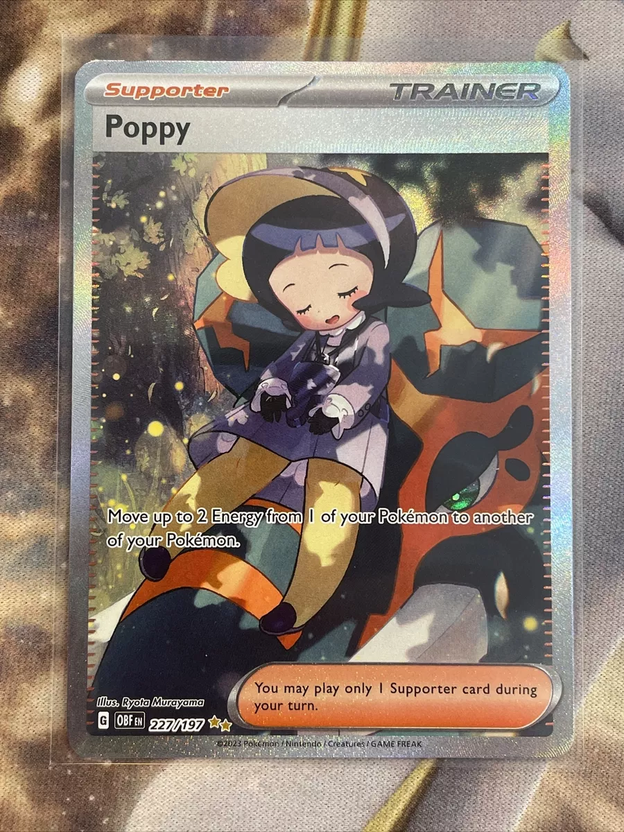 POKEMON TCG VZÁCNÁ POPPY TRAINER 220/197 OBSIDIAN FLAMES