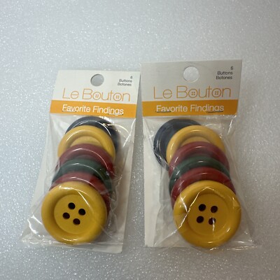 Le Bouton Favorite Findings 1 3/8'' 4-Hole Big Black  Buttons Rainbow Primaries