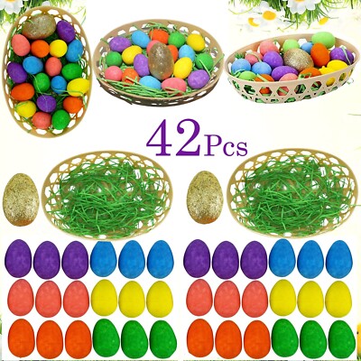 42 Stck. Frohe Ostern Schaumstoff Ei Gefälschtes Gras Korb Set Home Party Tischdekoration