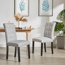 Set of 2/4 Button Tufted Dining Room Armless Dining Side Chair High Back Kitchen