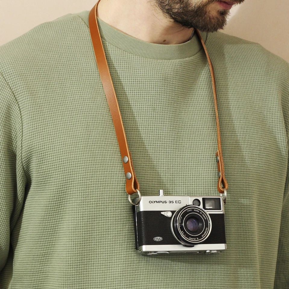 Thin Leather Camera Strap - Short Long Neck Strap Black Brown Shoulder Nikon - Image 4 of 4