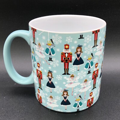 FAO Schwarz Nutcracker Ballet Snowflake Blue Ceramic Coffee Mug Very Large 20oz
