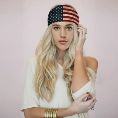 Biker Bandanna Headwrap Headband Patriotic Distressed Rustic American Flag Sport