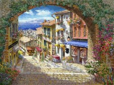 Ceramic Backsplash Tile Mural Street Scene Landscape - Archway Cagne