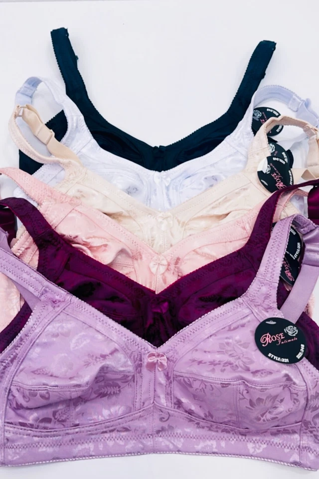 3 Pk Women Satin Full Coverage Comfort Unlined Wireless Wire Free Mama Bra B C D - Image 3 of 4