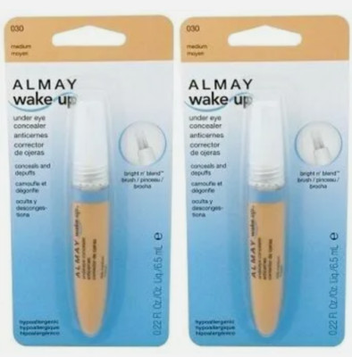 2 New Almay Wake Up Under Eye Concealer - # 030 Medium, Hypoallergenic, 0.22 oz