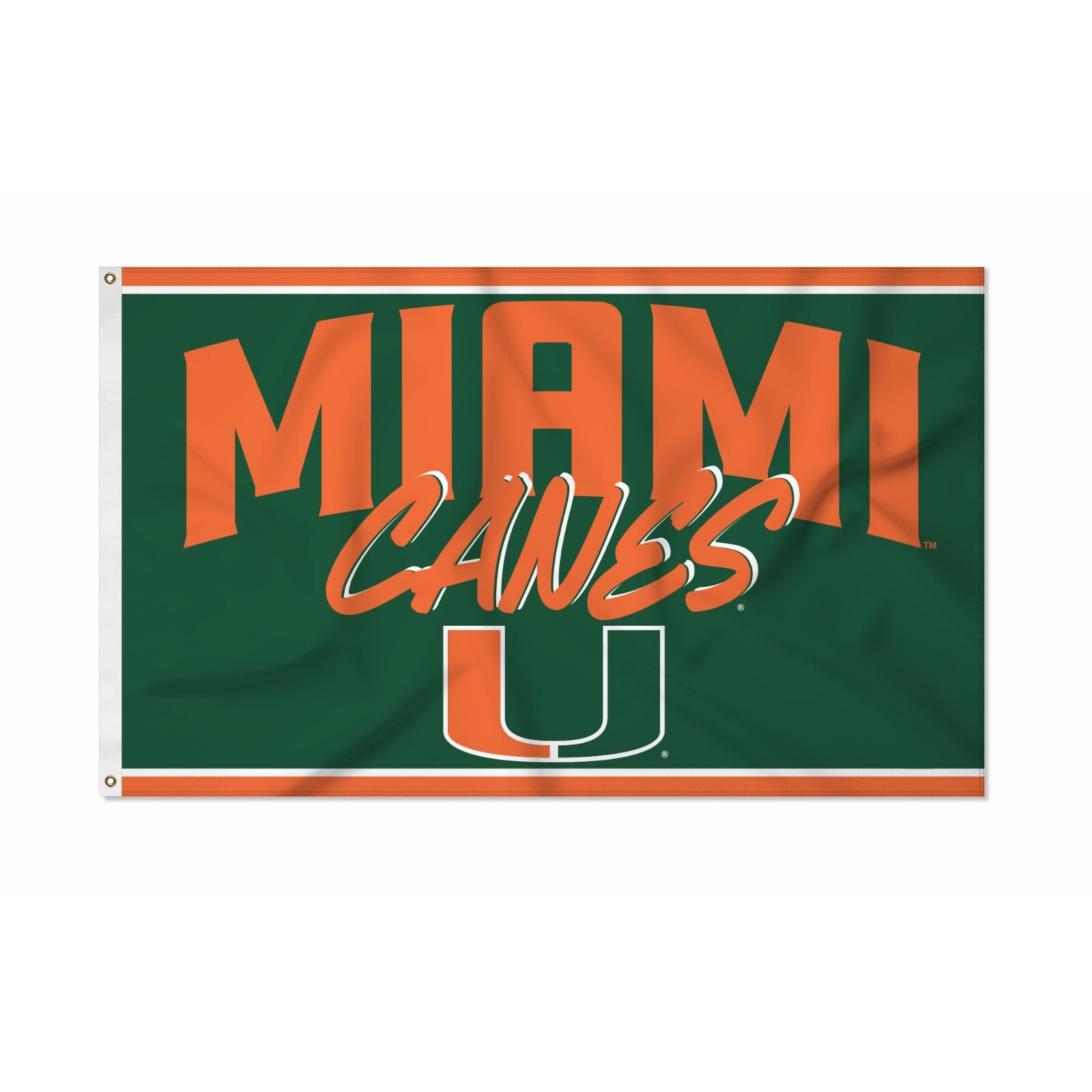 Miami Hurricanes Team Logo Script Green Background Flag 3x5 FT Banner
