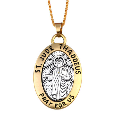 Hl. Judas Thaddäus Anhänger Halskette Bete für uns Silber Gold Heiliger Judas Schmuck