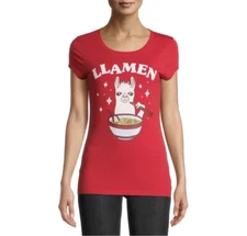 Hybrid Junior’s “Llamen” Llama Eating Ramen Graphic T-Shirt Size XS